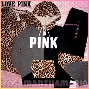 VS PINK Leopard Colorblock Set